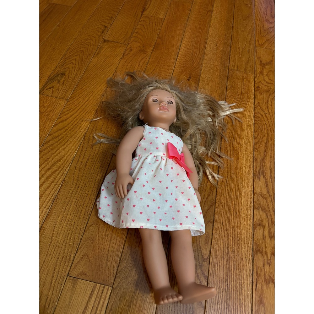 Our Generation by Battat 18 inch Blonde Hair Brown Eye Doll Heart Dress Phoebe